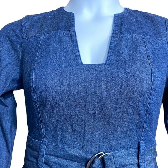 Free People long sleeve short chambray boho chic dress with belt - XS - Picture 4 of 13